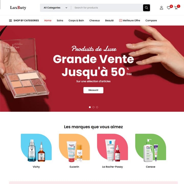 Bannière promotionnelle du site e-commerce cosmétique LuxButy